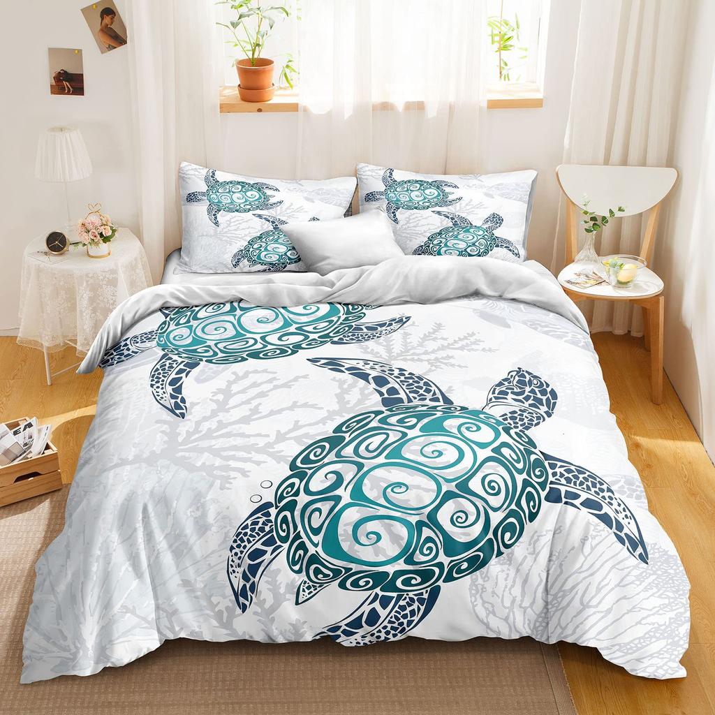 Starfish Sea Shell Marine Bedding Three-Piece Quilt Cover