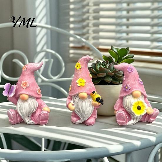 Decorative Desktop Accents for Home Halloween Gnome Resin Statue, Spring Butterfly Bird Flower Indoor Outdoor Garden Ornaments Figurine Patio,