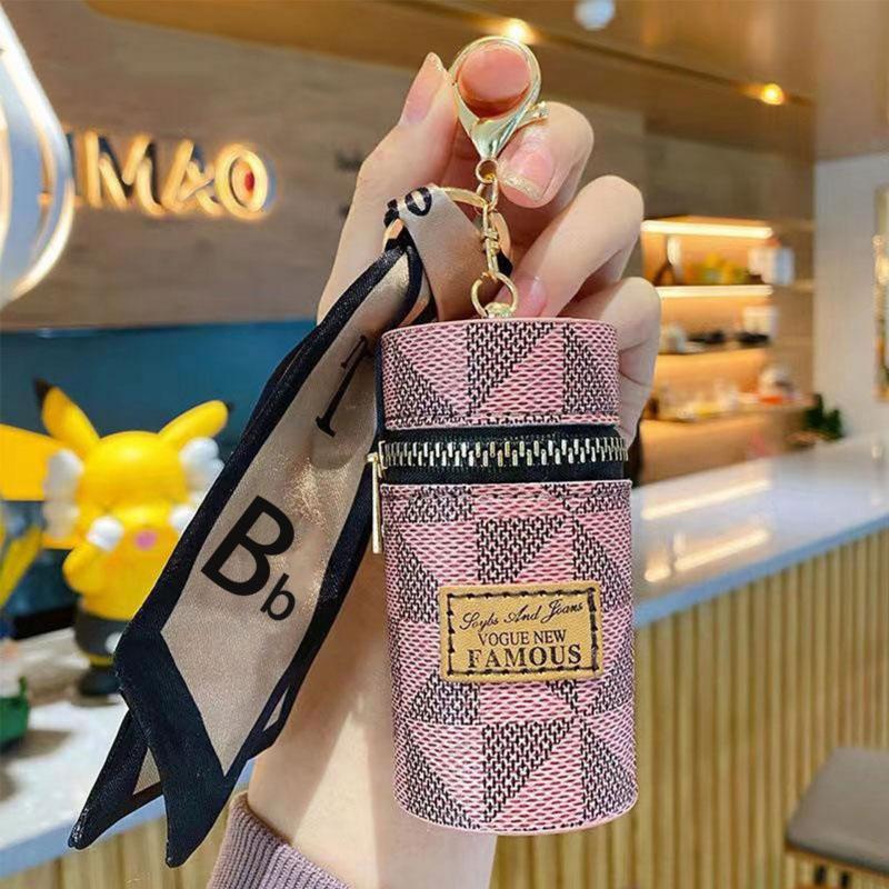 Популярный портативный мини-круглый кошелек-брелок для монет: Мешочек для хранения бальзама для губ в виде красного конверта