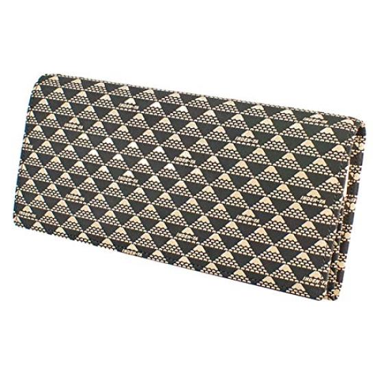 Inden Long Wallet with Coin Deerskin Fuji Black Background X White Lacquer [Indenya] Purse, Takane, Mt. Pattern, 2808-11