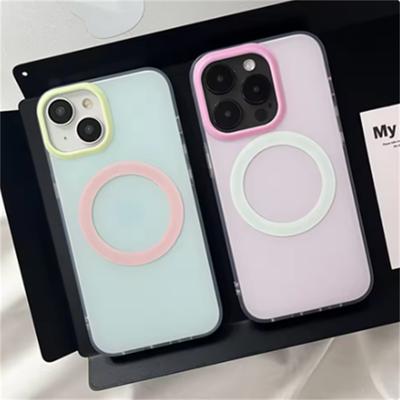 Модный чехол для телефона Magsafe в ярких тонах для iPhone 15 14 13 16 Pro Max с беспроводной зарядкой, матовый противоударный чехол для телефона