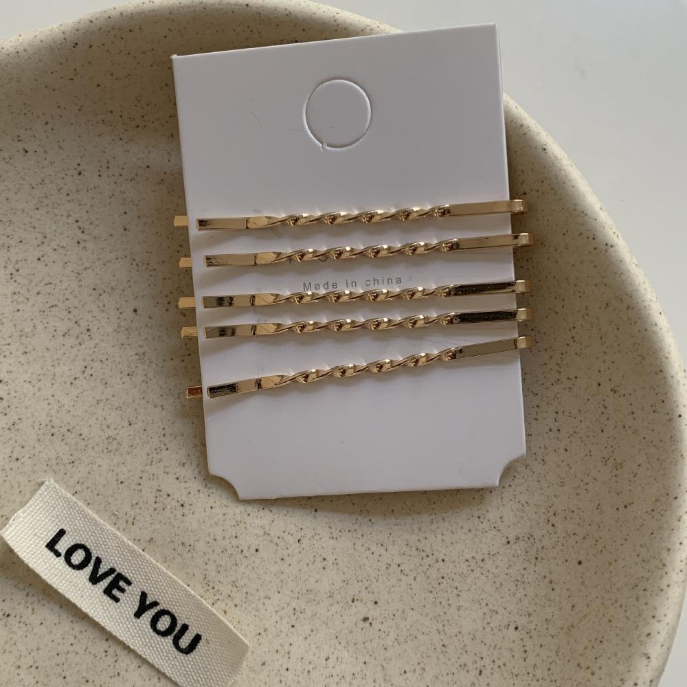 5 шт. Металлические заколки для волос ярко-золотого цвета 5,5 см, волнистые заколки для волос, металлические заколки для волос, прямые заколки, волнистые боковые челки, заколки для волос на лбу, женские головные уборы