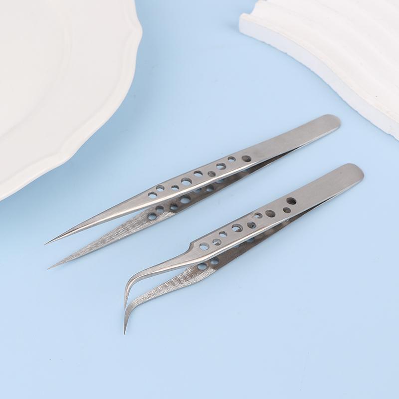 2 шт. Промышленные пинцеты Электроника Антистатические Изогнутые Прямые наконечники Прецизионные Нержавеющие Наборы ручных инструментов для DIY Пинцеты Ремонт телефона