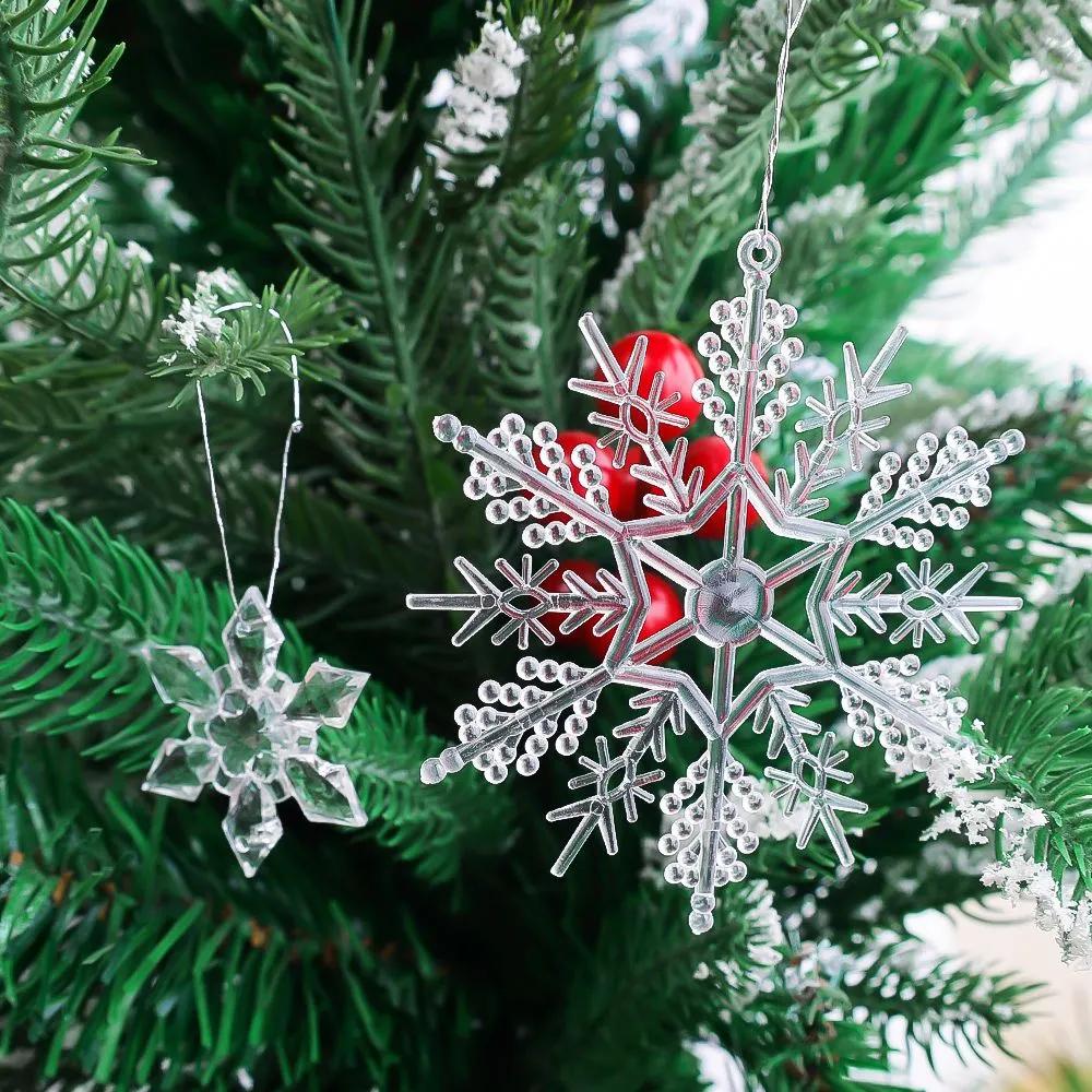 Christmas tree decorations 5 cm snowflake, icicle transparent 24 pcs