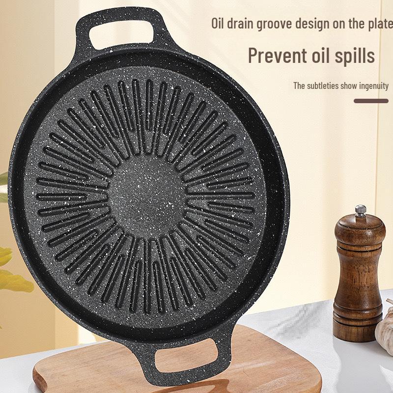 Каменный противень для барбекю Maifan: Сковорода-гриль тэппанъяки с антипригарным покрытием для корейского барбекю, индукционной плиты, жарки на открытом воздухе.