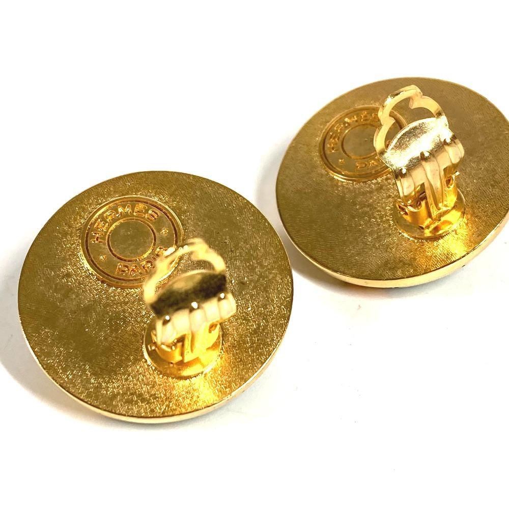HERMES vintage All-over print round logo Accessory Jewelry Earrings