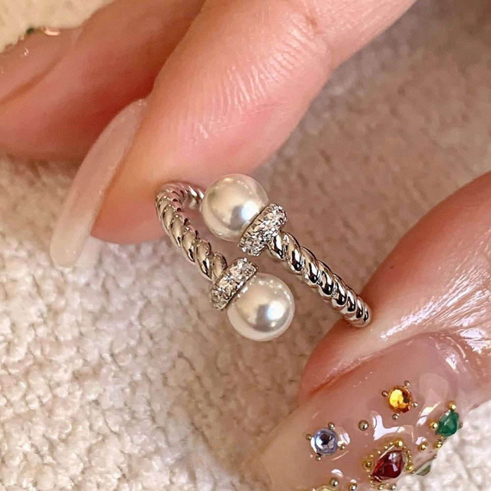 Li Luo Винтажное Золотое Матовое Кольцо из Стерлингового Серебра 925 Пробы Регулируемое Женское