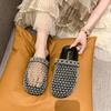 Модные летние женские шлепанцы, плоские, дышащие, с круглым носком, со стразами, женские мюли, сетчатые, модные, для улицы, пляжная обувь, Zapatillas De Mujer