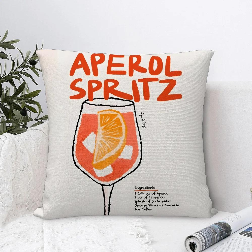 Home Decor Aperol Spritz Themed Decorative Pillow Covers Pattern Cushion Cover Suitable For Sofa Bedroom Car Pillow Cover