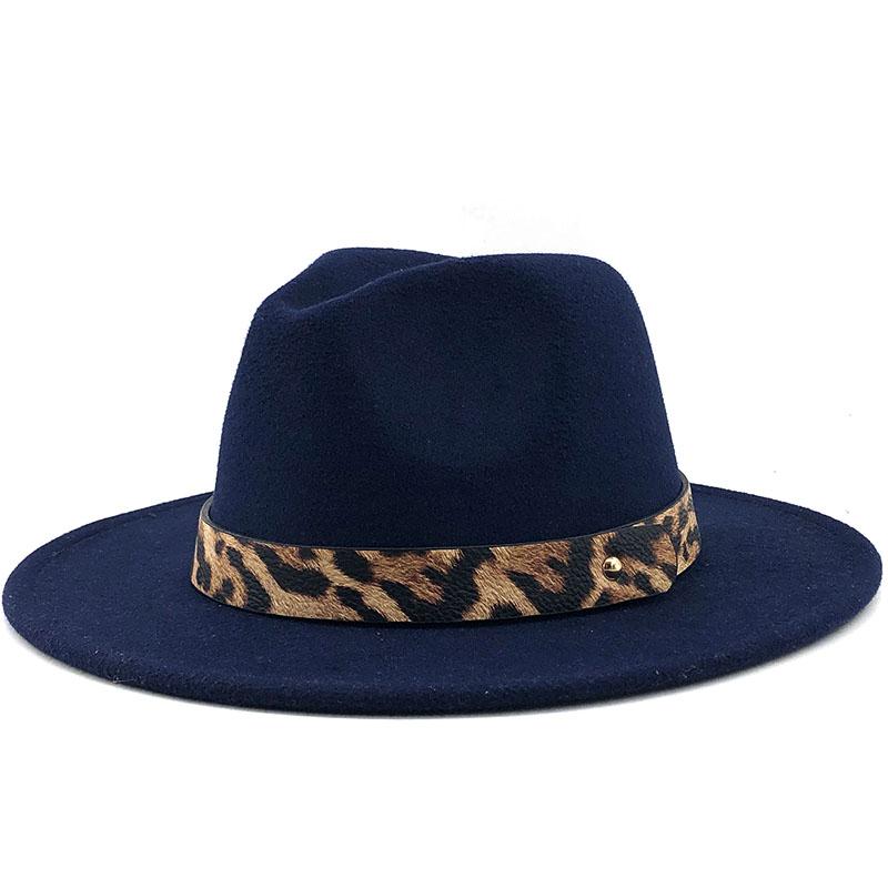 Женские и мужские шерстяные шляпы-федоры в стиле джаз, повседневные мужские и женские кожаные леопардовые пояса, фетровая шляпа, белая, розовая, желтая, панамская кепка-трилби, официальная кепка для вечеринок
