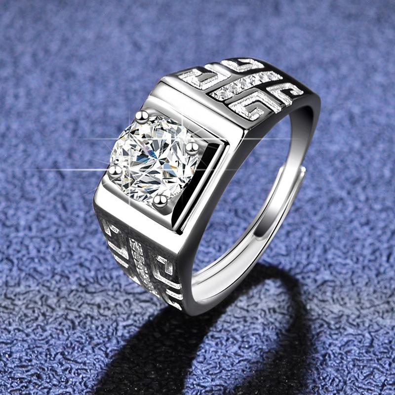 S925 Sterling Silver Platinum Plated High Carbon Diamond Moissanite Ring Simple and Elegant Men's Ring Wedding Ring Wedding Ring Proposal Diamond Ring