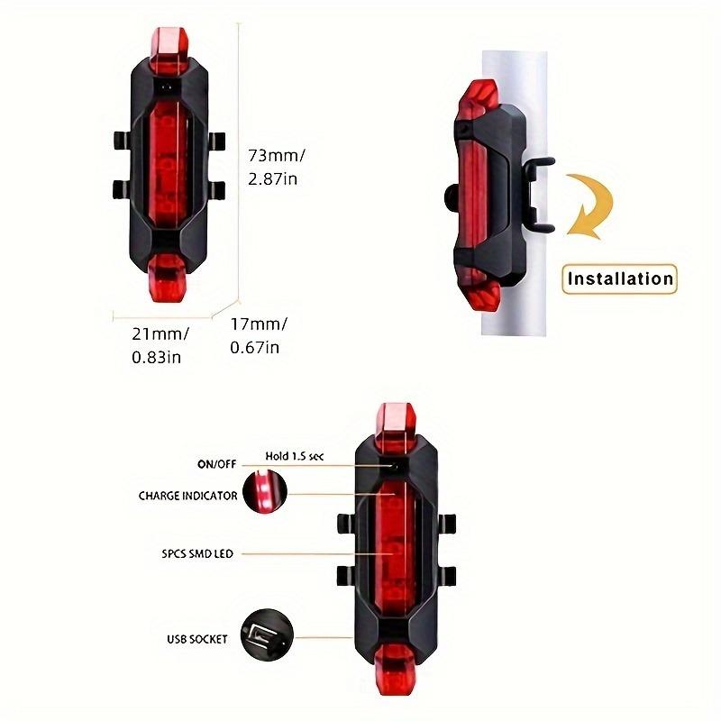 USB-перезаряжаемая задняя фара для велосипеда LED Предупреждающая лампа безопасности Сверхяркая для ночной езды Велосипедные аксессуары