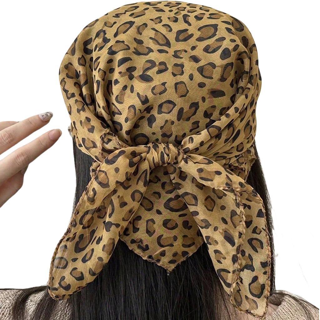 Leopard Print Small Headscarf Fashionable Accessory for Women Soft and Breathable Polyester Scarf Soft Neck Scarf