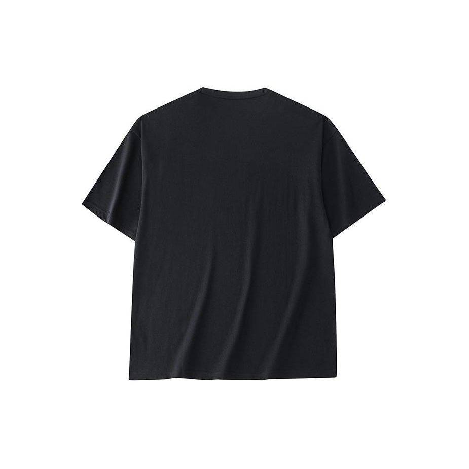Anta Однотонная свободная повседневная футболка с круглым вырезом и коротким рукавом, мужские топы, черная 972428105-4