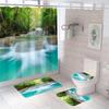 Набор душевых штор "Лесной пейзаж" Нескользящий коврик Чехол на крышку унитаза Коврик для ванной Лист клена Штора для ванной Водонепроницаемые Шторы с природным пейзажем