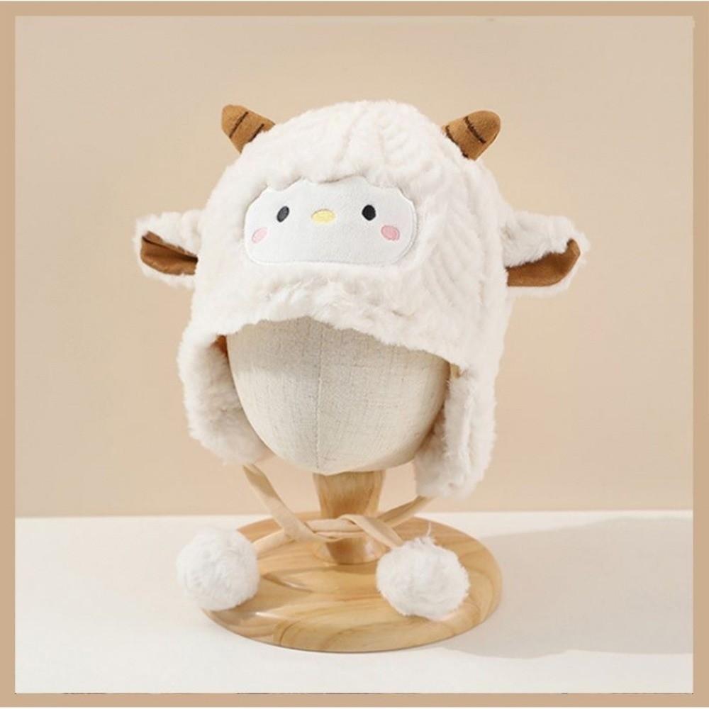 Plush Baby Knitted Hat Breathable Lamb Pullover Cap Cute Ear Protection Hat Winter