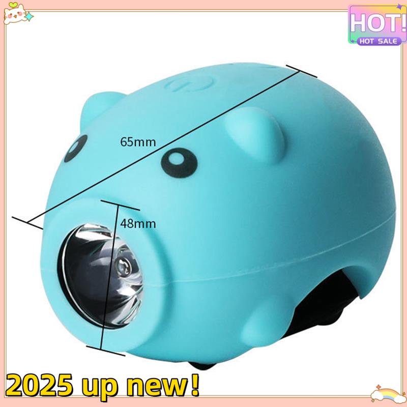 Classy-Bicycle Children Cartoon Pig Bike Light Type-C Rechargeable Cycling Accessories Piggy Headlight