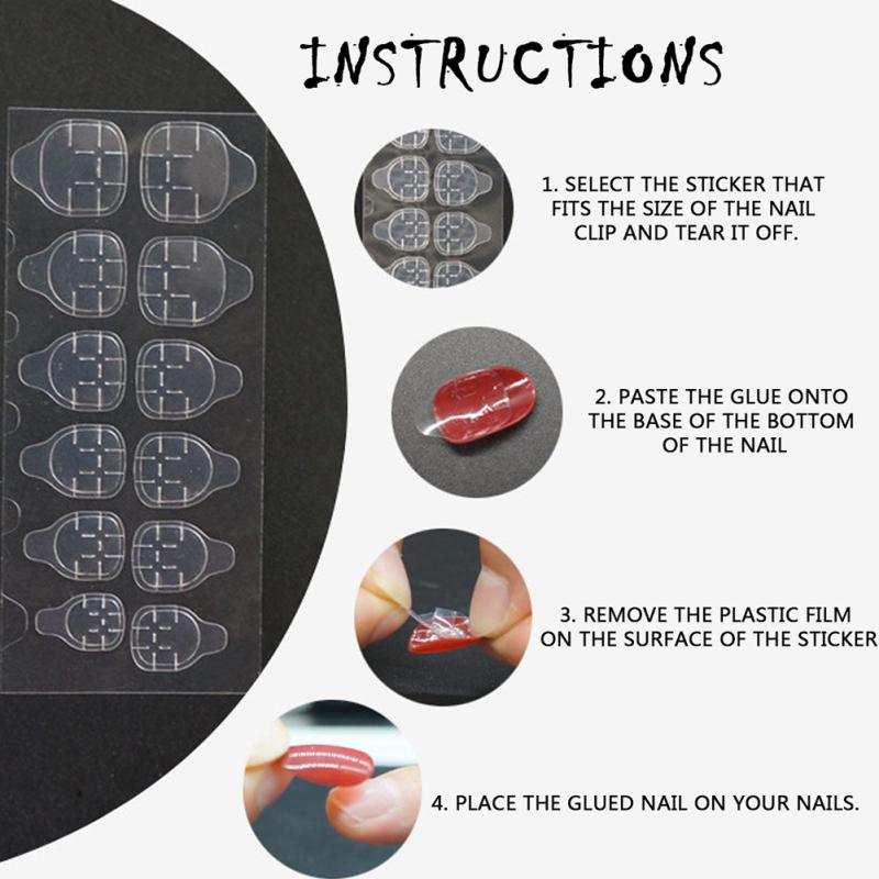 24 шт./лист DIY желе двусторонний клей прозрачный невидимый зажим для ногтей клей накладные ногти