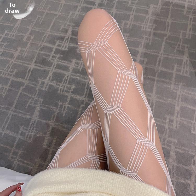 Women's Sheer Fishnet Stockings - Polka Dot & Heart Pattern, Sexy Black & White Options, Large Sizes Available for Spring & Autumn