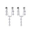 2023 Double Piercing Micro Pave Cubic Zircon Station Link Chain Tassel Drop Earring Women Fashion Jewelry