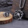 Stainless Steel Viking Warrior Necklace Ring Set with Axe Shield Pendant for Men Gift