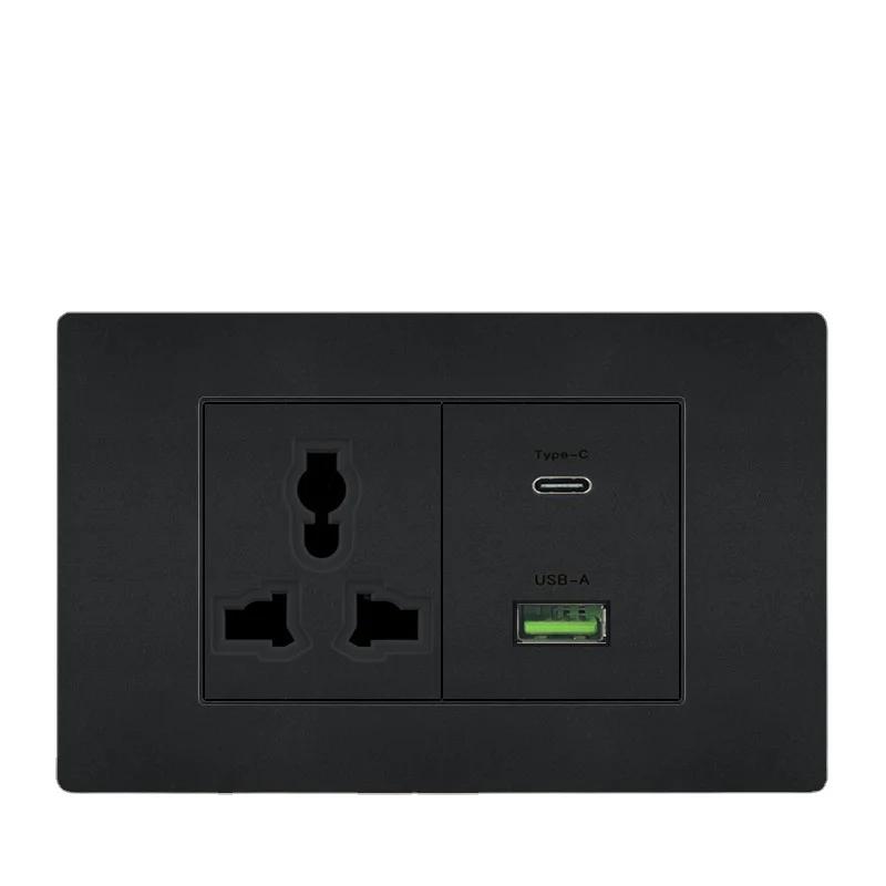 Бразилия Черный США Универсальная 20A розетка, Usb Smart Type-c 20W Быстрая зарядка Usb настенная розетка Италия Чили Выключатель света