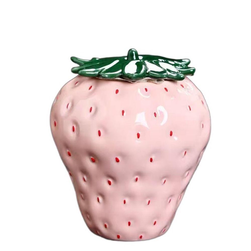 Strawberry Shaped Ceramic Tea Caddies Creative Coffee Container Tea Jar home Ornaments