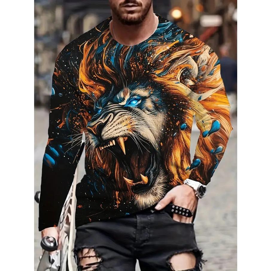 Женская футболка с круглым вырезом, длинным рукавом и 3D-принтом