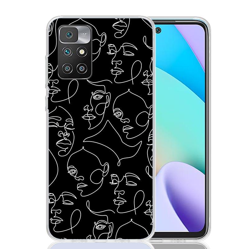 Abstract Line Women Face Case Phone Cover for Xiaomi Redmi 13 13C 14C 12 12C 10 10C 10A 9 9C 9A 9T 8 8A 7 7A 6 Pro 6A K70 K60 K4