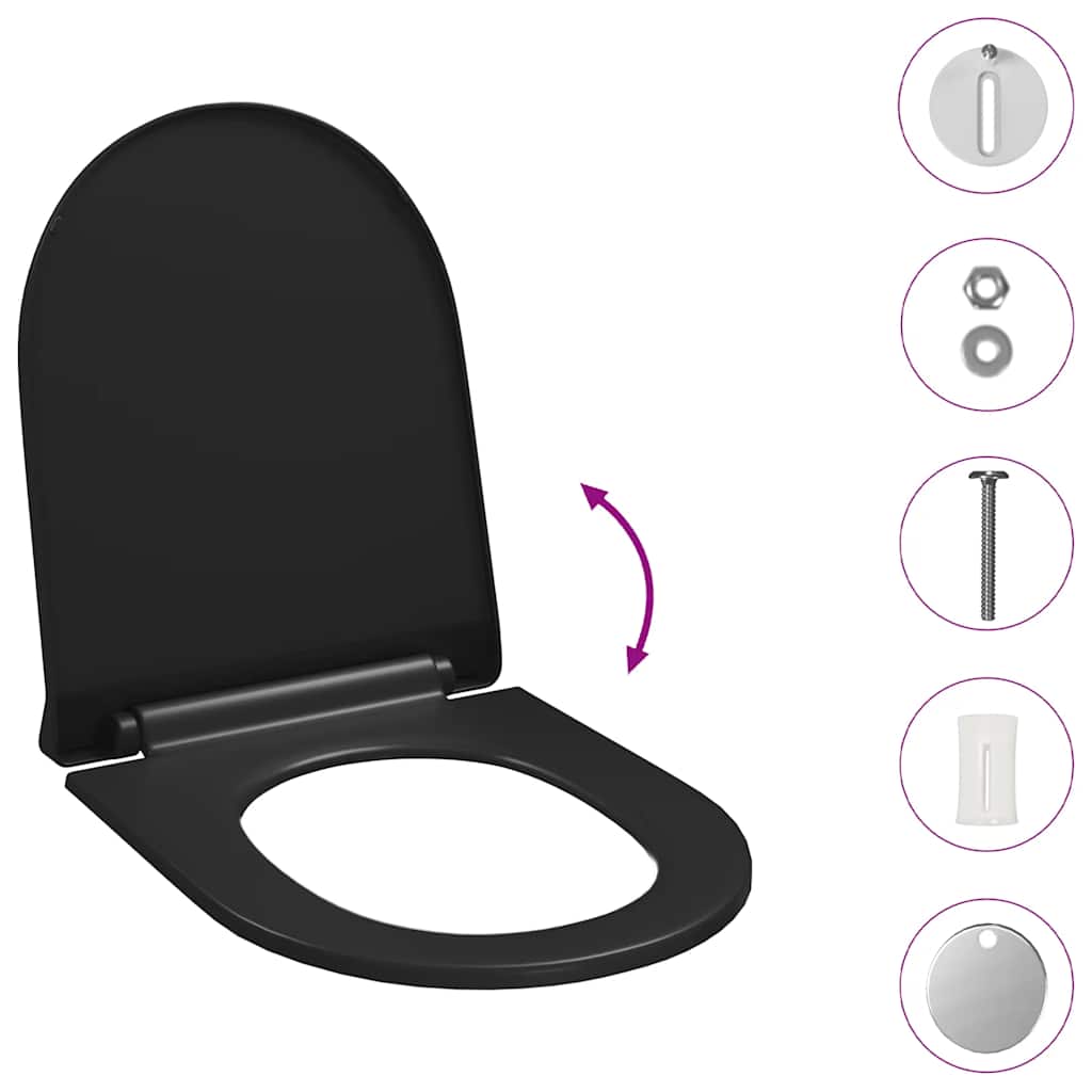 Toilet Seat with Soft Close Mechanism and Quick Release Black