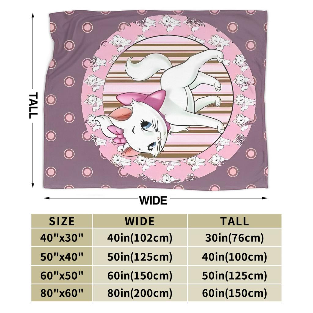 Marie Cat Cartoon Warm Soft Blanket Camping Plush Throw Blanket Fashion Home Decor Flannel Bedspread Sofa Bed Cover