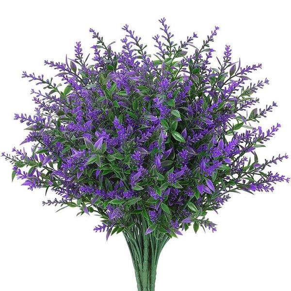 10PCS Artificial Lavender Flower, Outdoor Lavender Flower Plastic Plant, Artificial Flower Artificial Plant, Home Porch Home Decoration