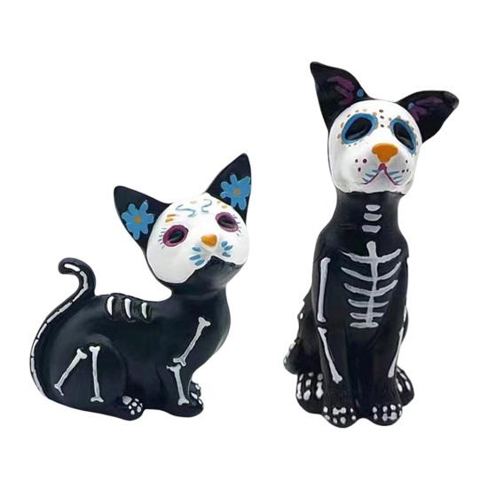 Хэллоуин Собака Кошка Украшение Дом с привидениями Декорация Призрак Скульптура животного Ремесло из смолы Скульптура черепа Домашний настольный декор