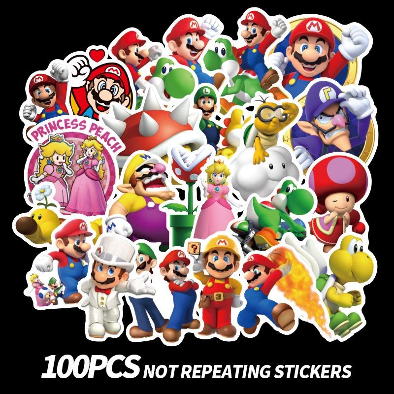 Mario 100pcs Super Bros Princess Kawaii Notes Stickers Laptop Bikes Waterproof