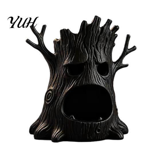 Unique Resin Candlestick 3D Printed Spooky Tree Candle Holder, Creepy Stump Figurine Home Accents for Halloween Decoration, Desktop Storage