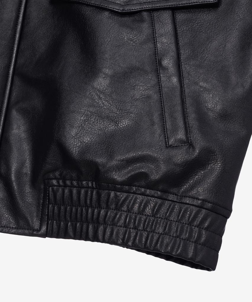 MINDBRIDGE [Couture] Out-Pocket Black Leather Oversized Blouson