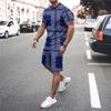 3D Digital Plaid Print Pattern Round Neck Short Sleeved+shorts Set Cool Men's Two-piece Sportswear Casual Summer Men's Cloth