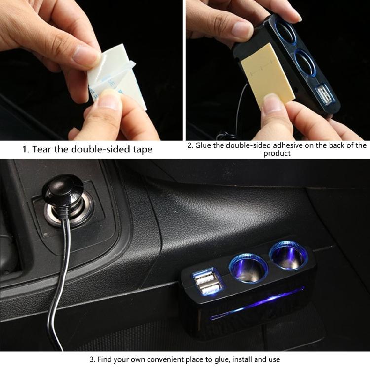 Автомобильный разветвитель прикуривателя с 2 розетками, USB-зарядкой, адаптер 12 В/24 В с USB-портом