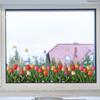 3D Тюльпан Цветок Наклейки на Окно Статичные Водонепроницаемые Цветочные Наклейки Декор Окон Для Дома Спальни Ванной Комнаты Стеклянное Украшение
