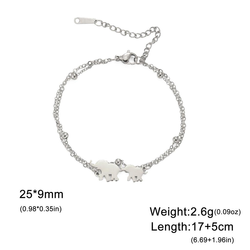 Cazador Elephant Mom Baby Charm Bracelet for Women Stainless Steel Cute Animal Bracelets Jewelry Mother's Day Gift Wholesale