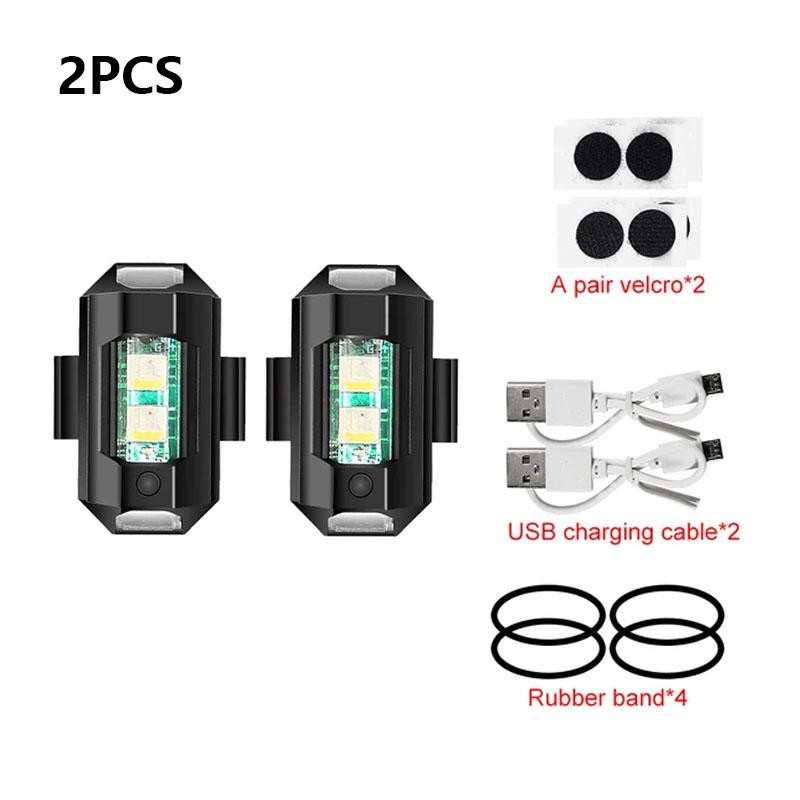 Drone Strobe Light 7 Color Motorcycle Taillights USB LED Anti-Collision Bike Aircraft Night Flying Flashing Warning Signal Light