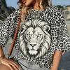 Летняя Европа и Америка Животный Леопардовый Принт Футболка Женская С Коротким Рукавом Повседневные Футболки Женская Ретро Мода Оверсайз Футболка Одежда