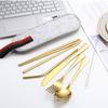 8Pcs Tableware Set Stainless Steel Spoon Fork Chopsticks Straw Cleaning Brush with Storage Case for Eco Friendly Outdoor Lunch