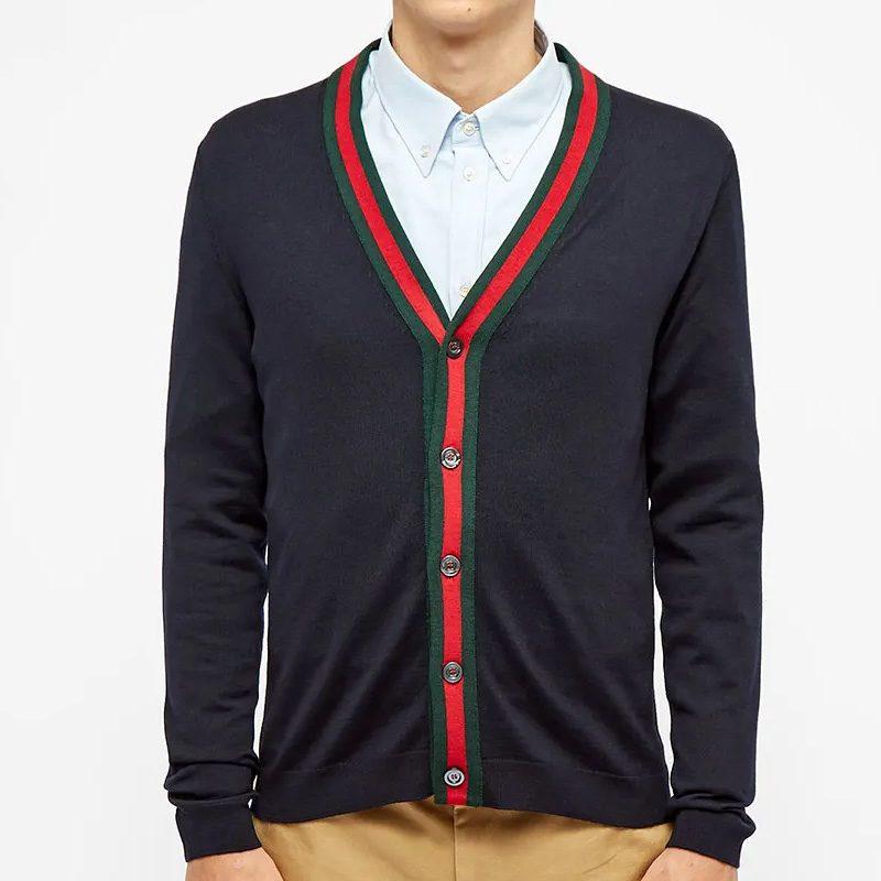 Gucci Свитера Мужские Черный V-образный вырез Умеренный Кардиган 408146-X1317-4060
