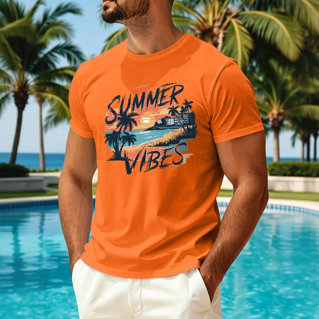 Мужская летняя футболка с коротким рукавом, круглым вырезом, из ледяного шелка, с гавайским принтом, повседневная, защита от солнца, быстросохнущая