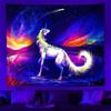 Party Blue UV Light Effect Unicorn Print Fluorescent Tapestry Psychedelic Tai Chi Hippie Wolf Wall Hangings Room Decor