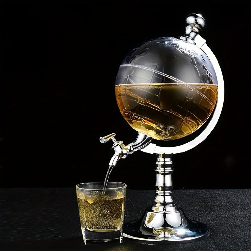 Stainless Steel Globe Whiskey Dispenser - 118.35oz Beverage Serving Container, Home Bar Accessories & Party Tool with World Map Design