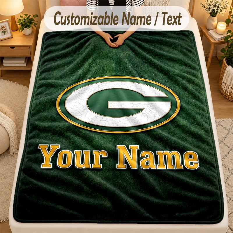 Фланелевое одеяло Green Bay Packers с индивидуальным текстом имени Персонализированное Мягкое Теплое Плед Декор для дома Подарок