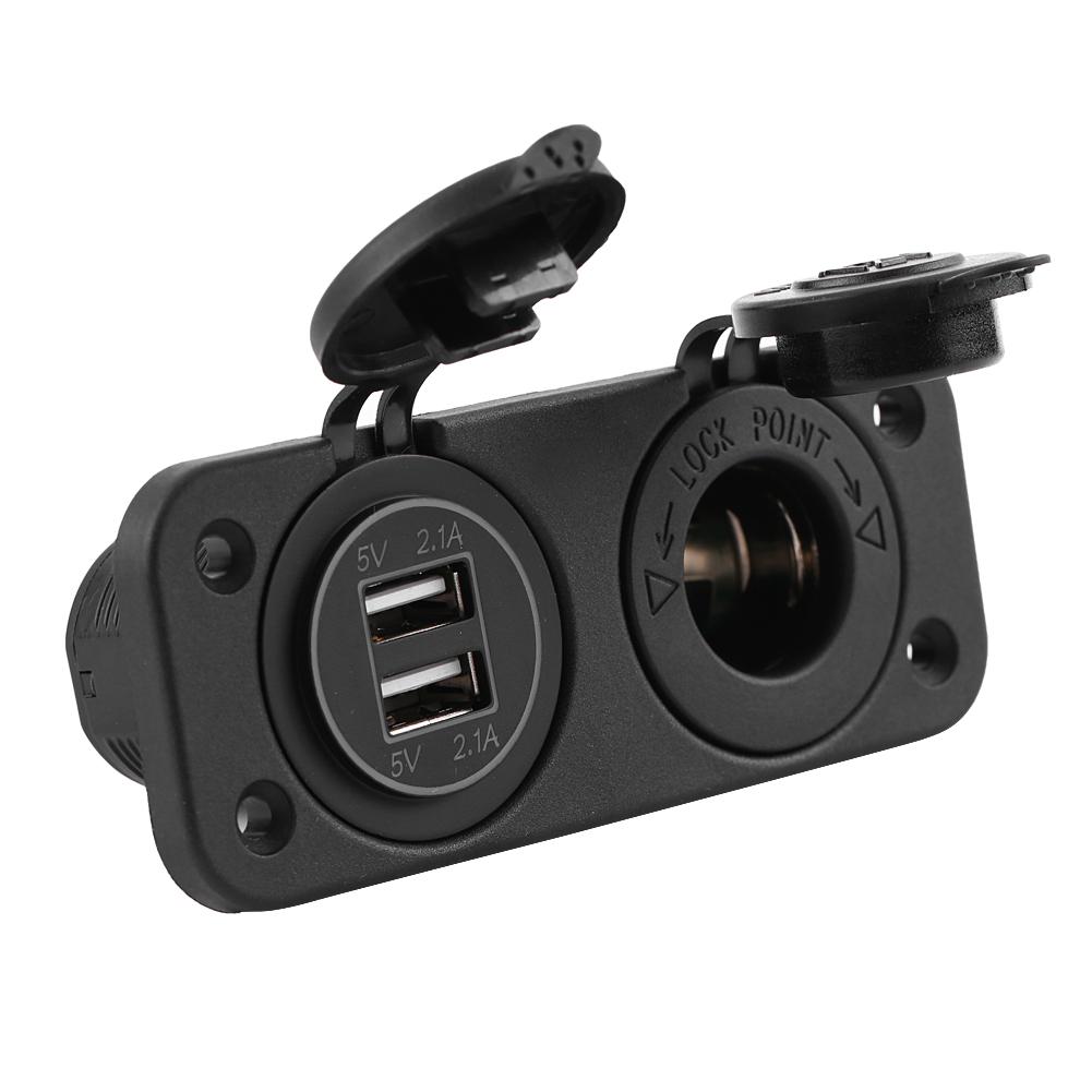 Адаптер гнезда прикуривателя 12 В с двойным USB-зарядным устройством 4,2 А для автомобиля, дома на колесах, яхты, автобуса