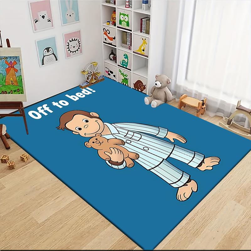 1Pc Curious George Party Carpet Rug Customizable Soft Washable Antislip Home Living Room Sofa Mats Personalized Rug 0917216